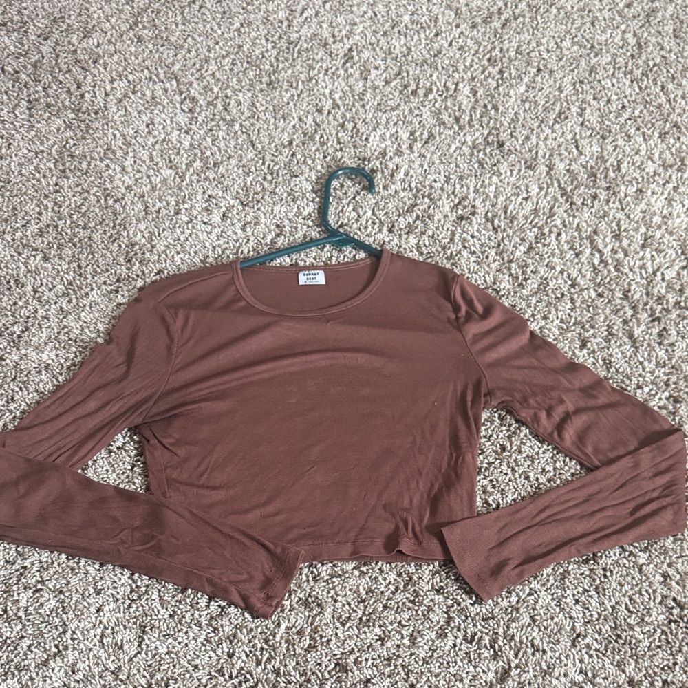 Sunday Best Chocolate Long Sleeve Crop Top